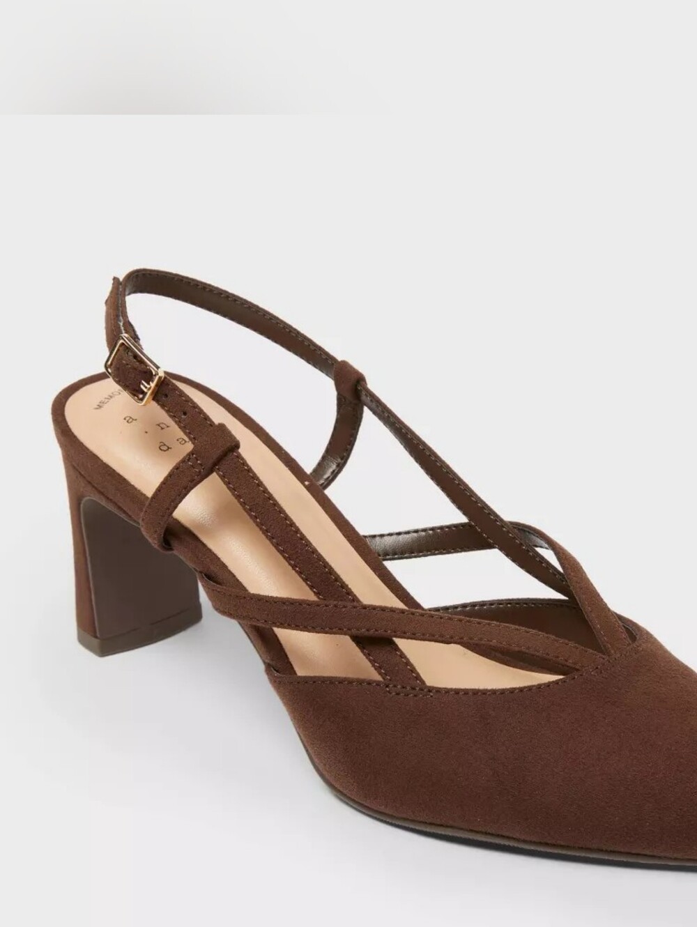 Women’s Brown Suede Slingback Block Heel Veera Pumps - A New Day Size 6.5